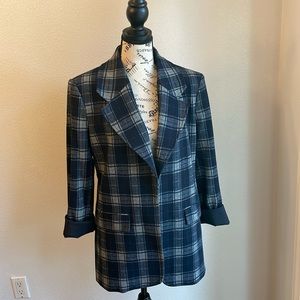 X Calvin Klein blue plaid oversized blazer
